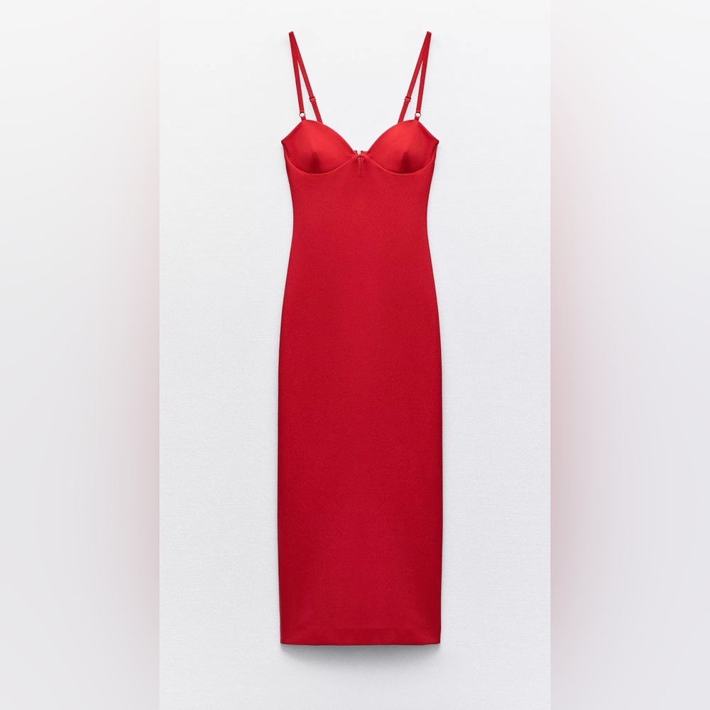 Zara Vibrant Red Midi Dress